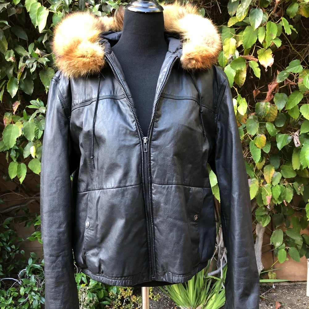 Men’s leather jacket with Fox fur